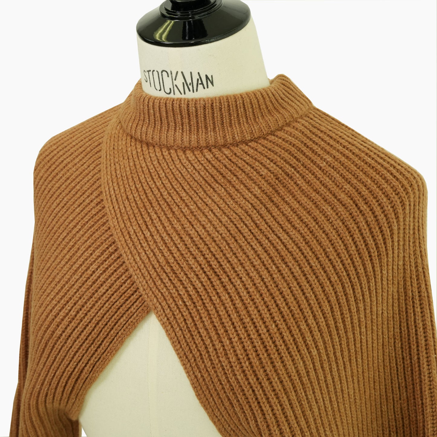 
                  
                    RIBBED KNIT WOOL SHRUG-CAMEL-
                  
                
