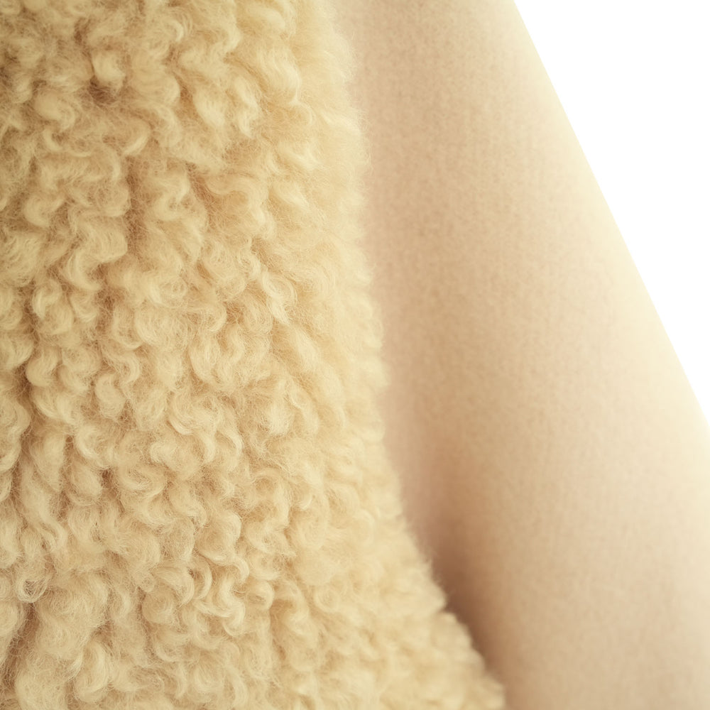 
                  
                    DOUBLE FACE FAUX SHEARLING DUFFLE JACKET-CREAM-
                  
                