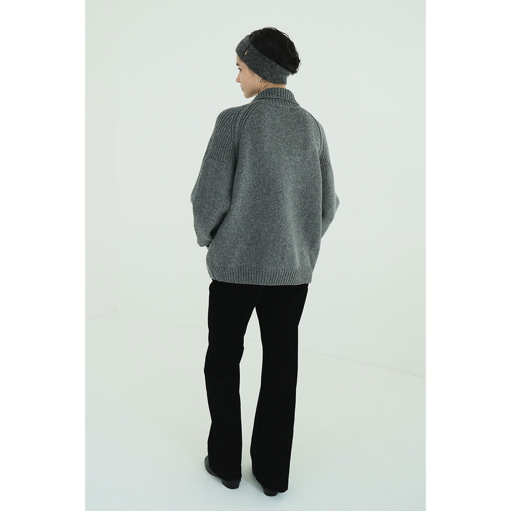 
                  
                    POCKET ZIP KNIT TOPS-GRAY-
                  
                
