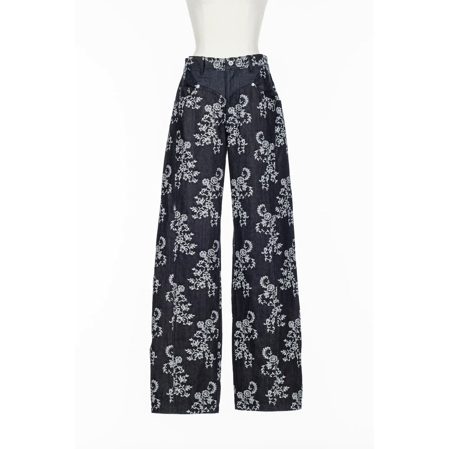 
                  
                    LACE-JACQUARD DENIM STRAIGHT JEANS
                  
                