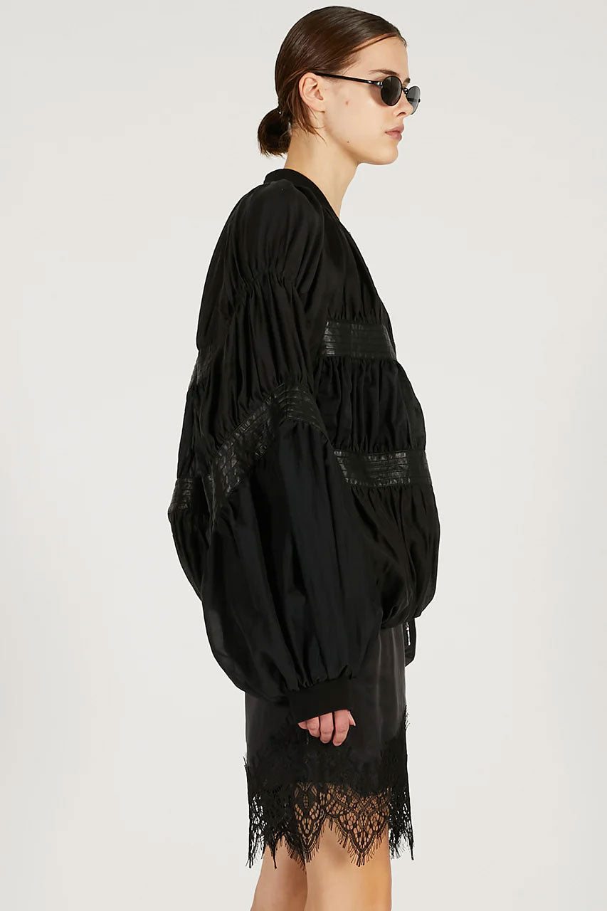 
                  
                    Shear Volume Blouson-Black-
                  
                