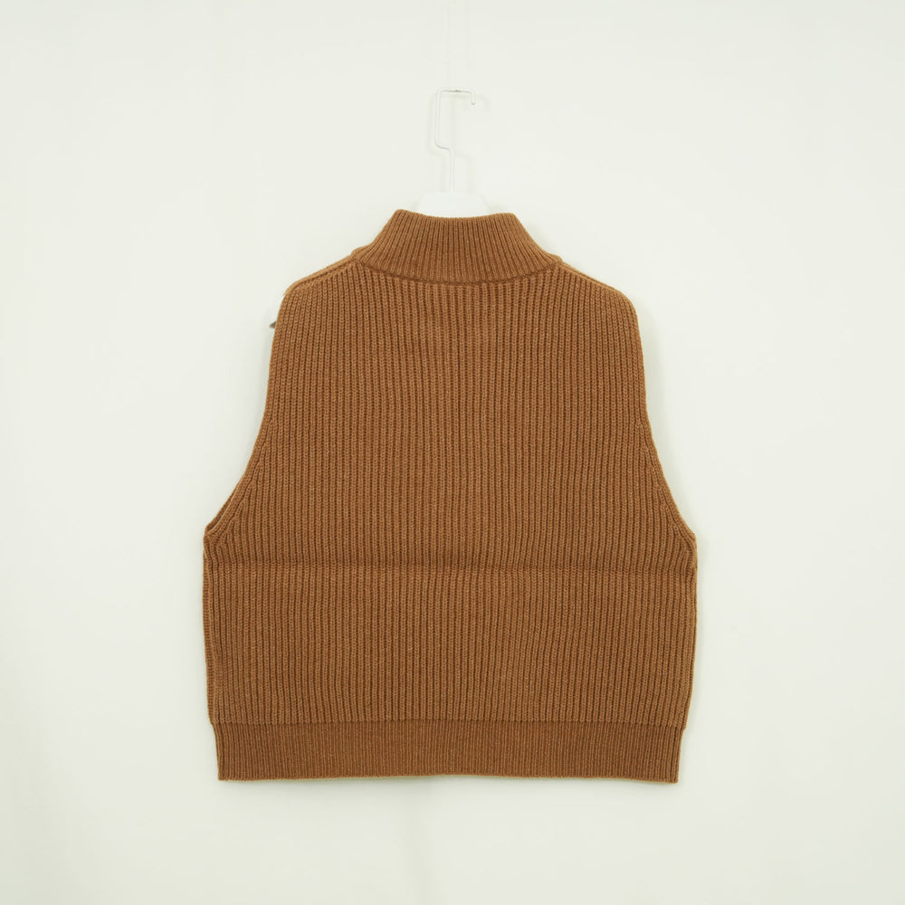 
                  
                    RIBBED KNIT WOOL VEST-CAMEL-
                  
                