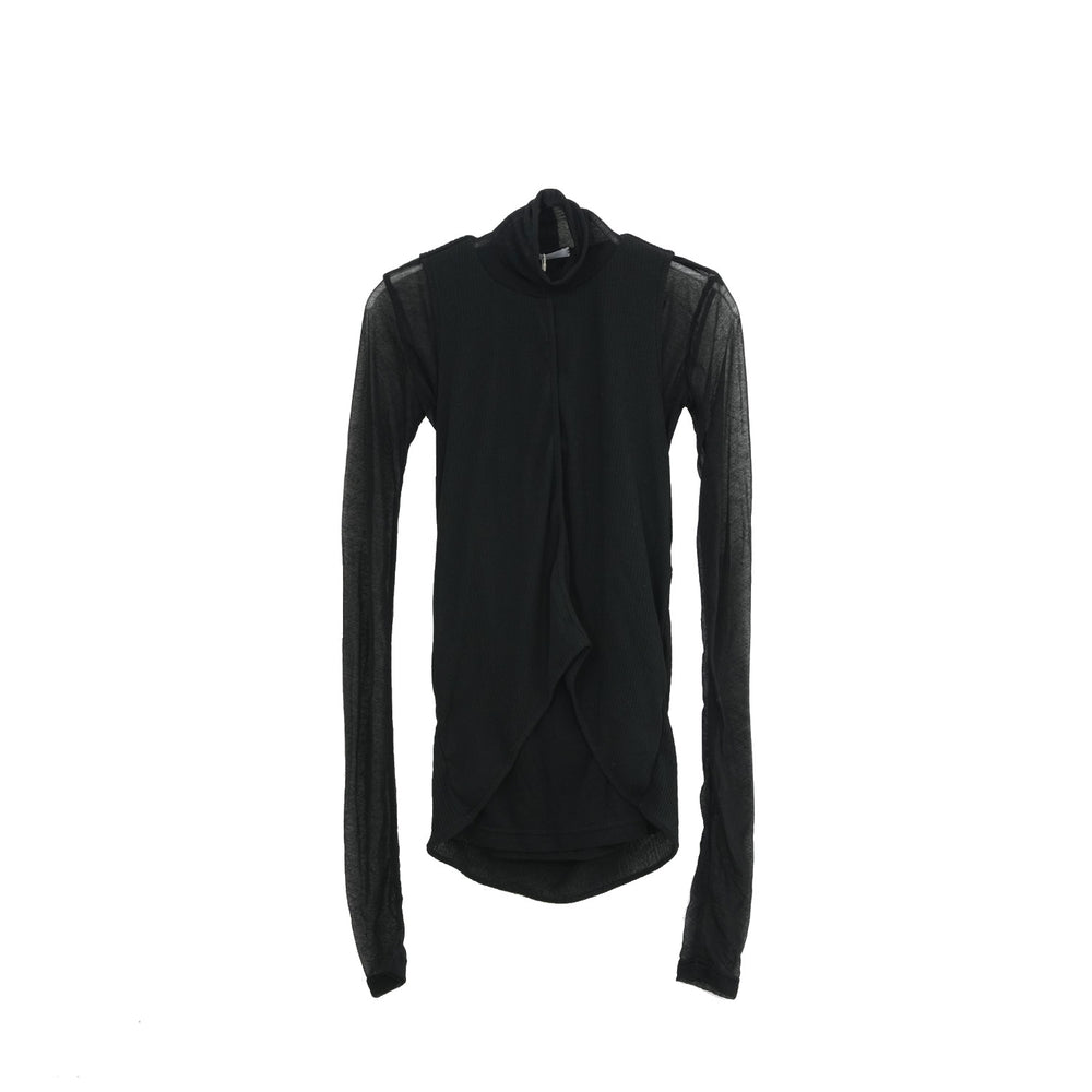 SHEER TWIST BACK TOP-BLACK-