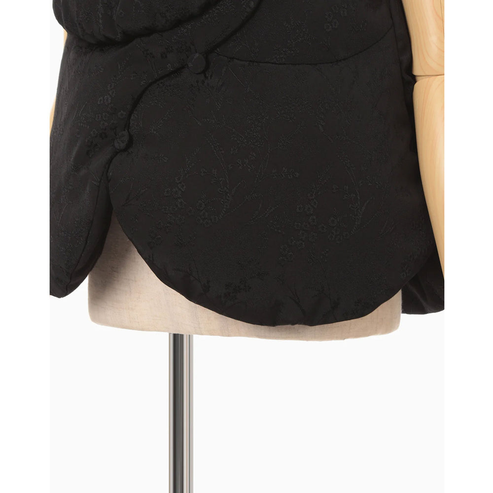 Floral Jacquard Rounded Down Vest - black – OBLIGE