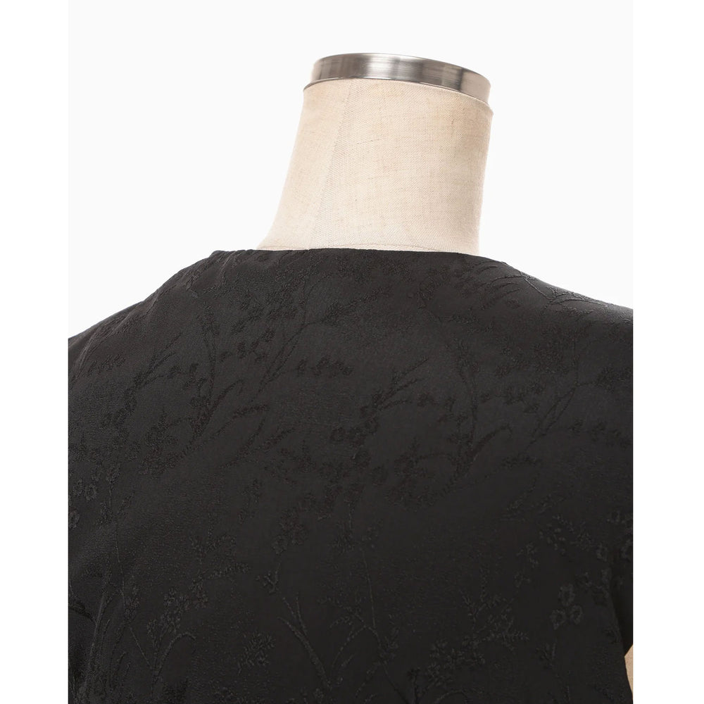 Floral Jacquard Rounded Down Vest - black – OBLIGE