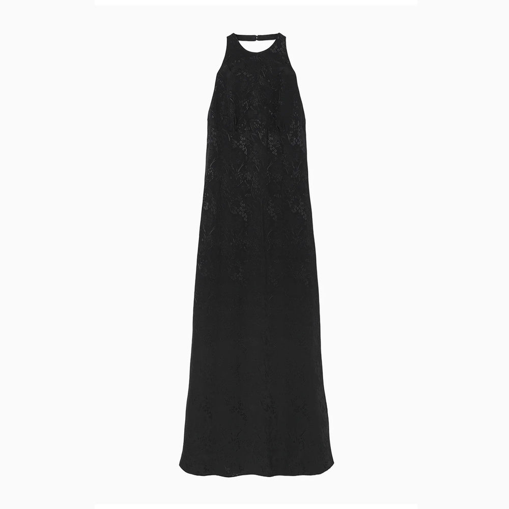 Floral Jacquard Camisole Dress - black
