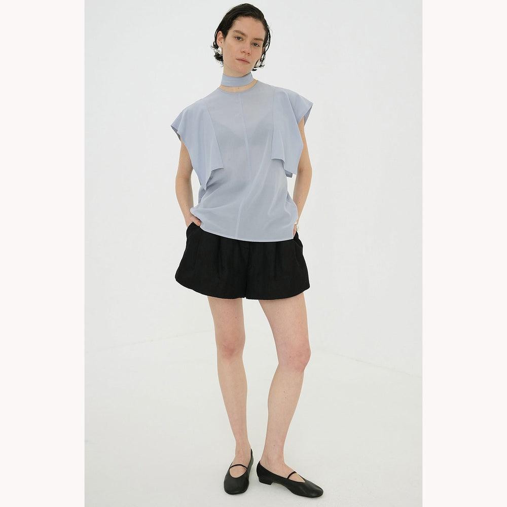 CLANE SQUARE SLEEVE BLOUSE ブルー SQUARE SLEEVE BLOUSE -BLUE- – OBLIGE