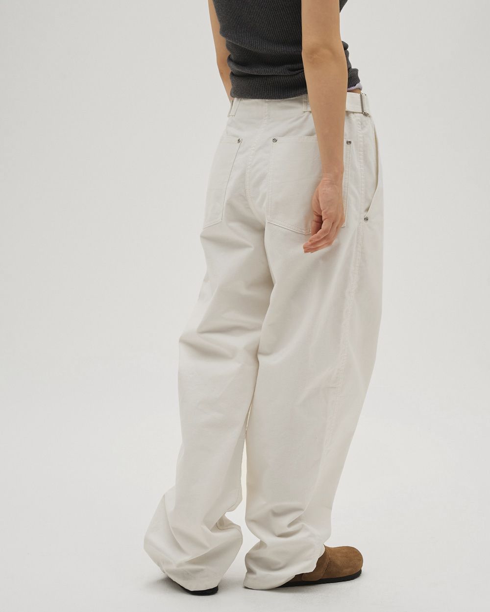 Boyfriend Cotton Pants-BLACK- – OBLIGE
