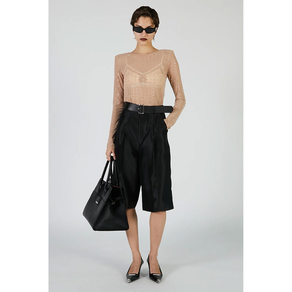 
                  
                    Organza Bermuda Pants-BLACK-
                  
                
