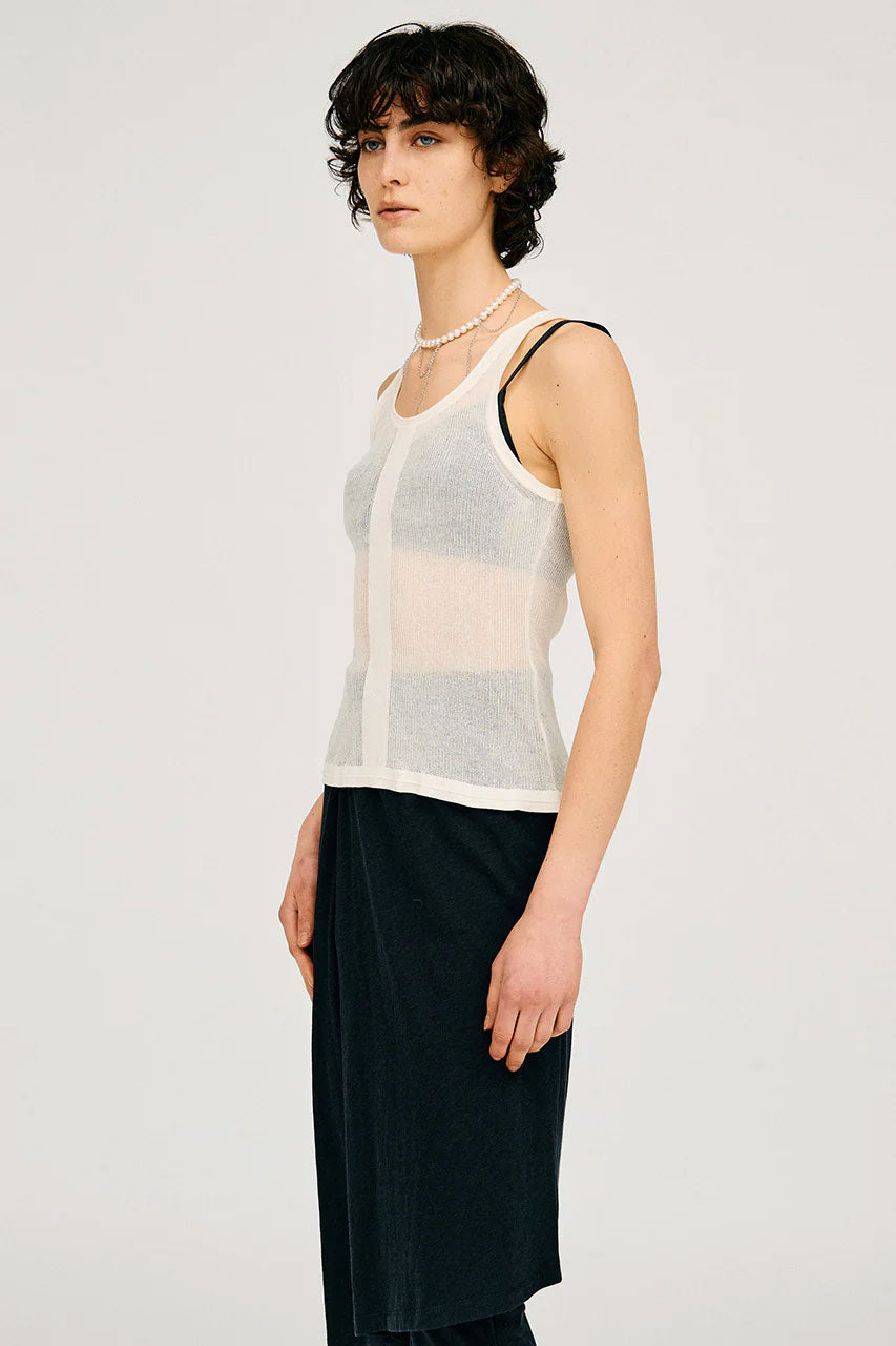 
                  
                    Sheer Rib Frill Hem Knit Tank -BLACK-
                  
                