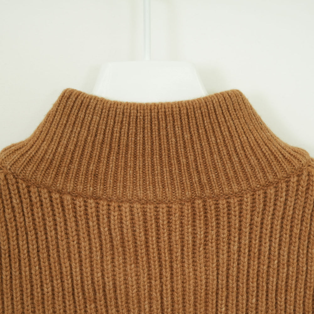 
                  
                    RIBBED KNIT WOOL VEST-CAMEL-
                  
                