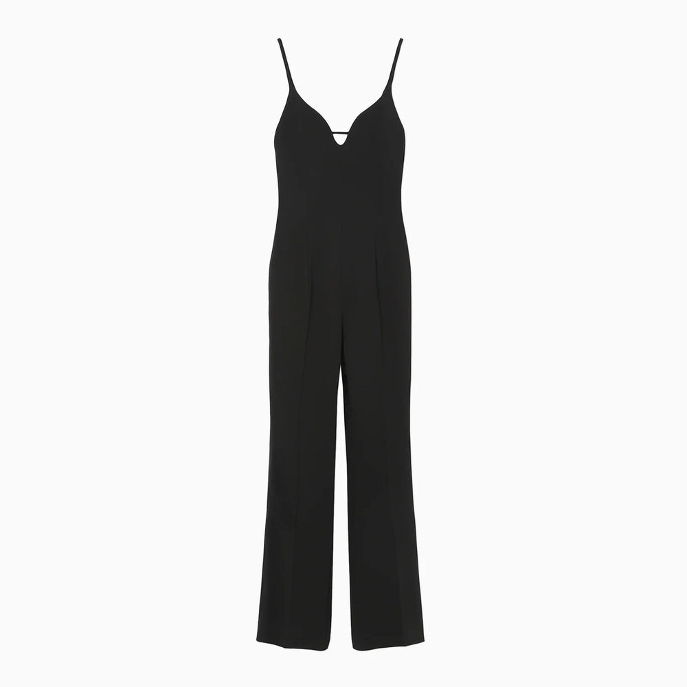 Triacetate Polyester Georgette Jumpsuits - black