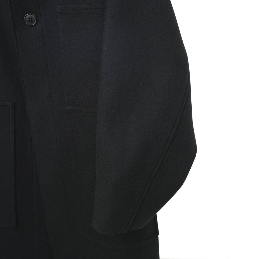 MELTON HOODED WORK COAT-BLACK- – OBLIGE