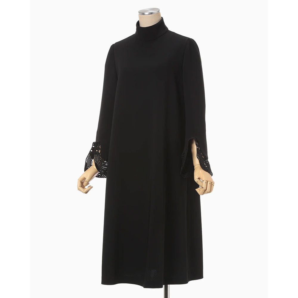 
                  
                    Embroidered Cuffs A-Line Dress - black
                  
                