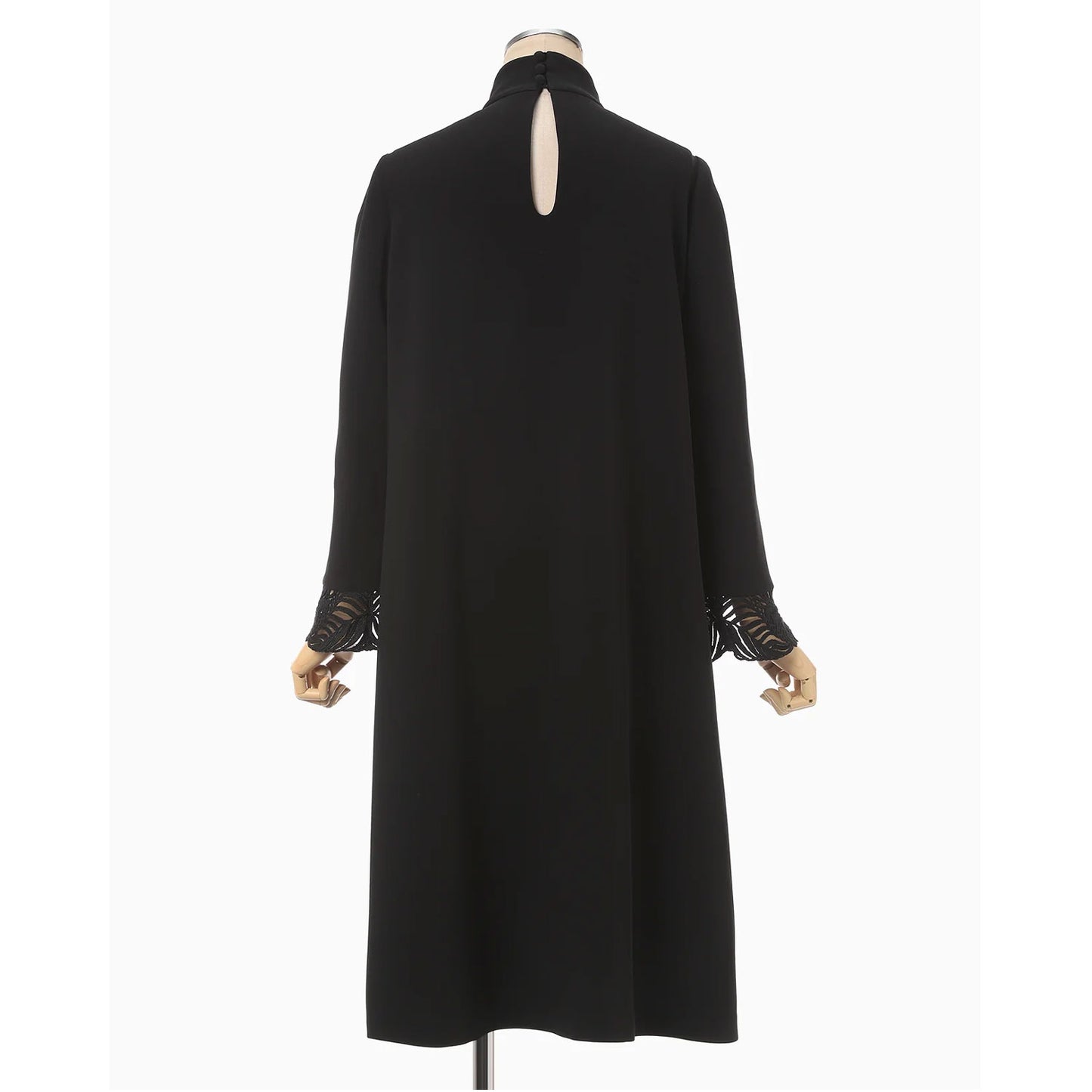 
                  
                    Embroidered Cuffs A-Line Dress - black
                  
                