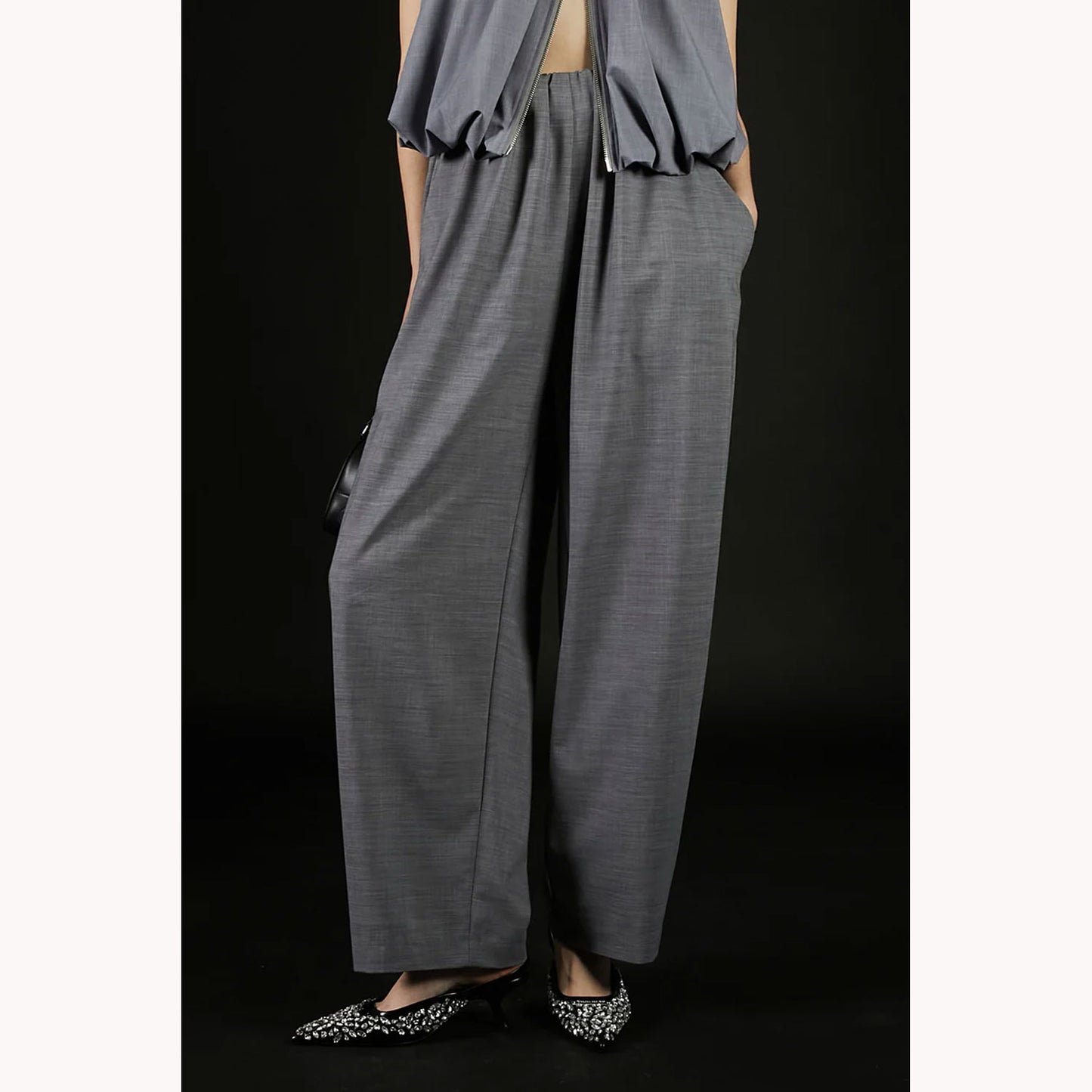
                  
                    Front Gathered Easy Pants -GREY-
                  
                