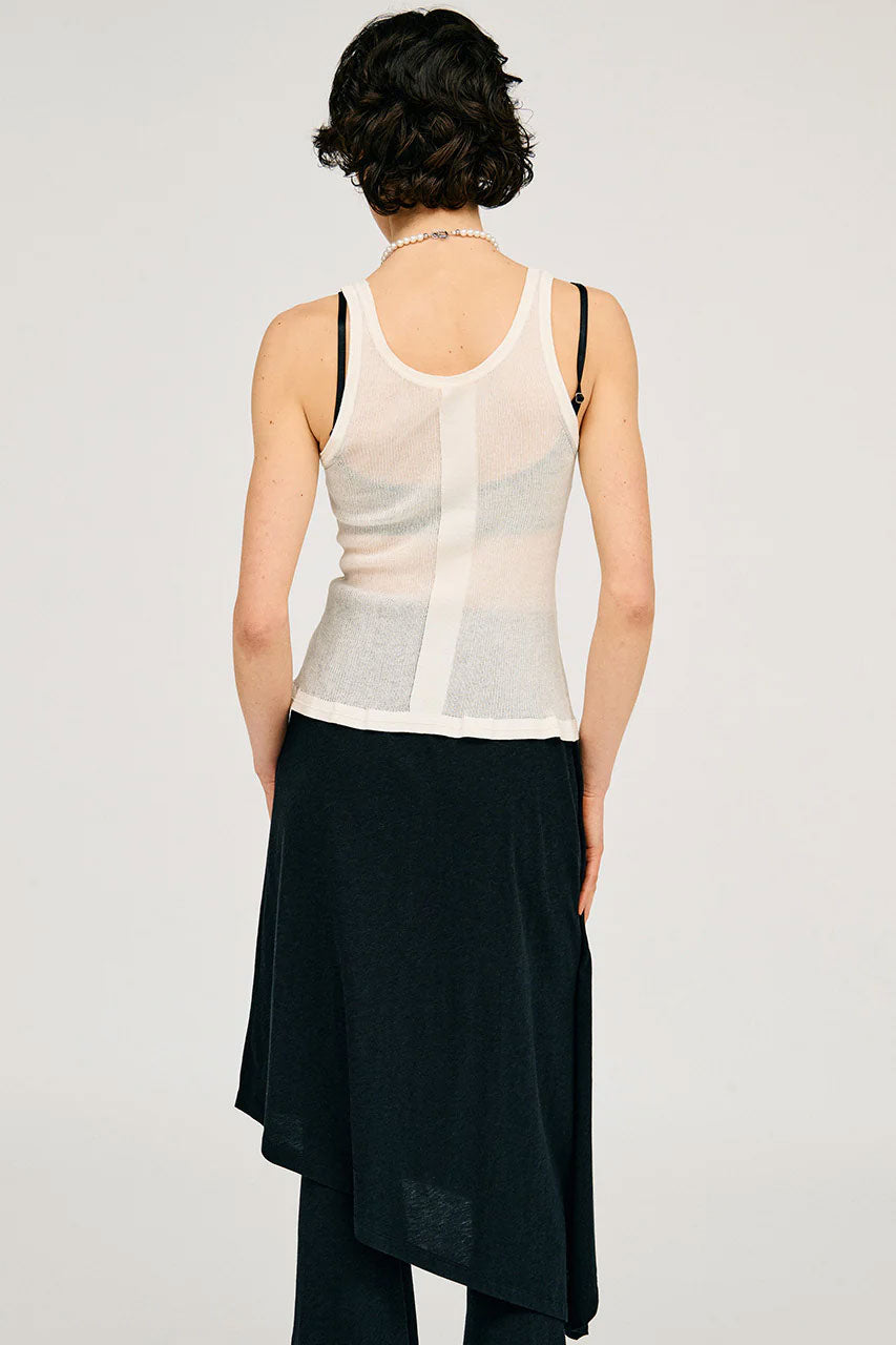 
                  
                    Sheer Rib Frill Hem Knit Tank -BLACK-
                  
                