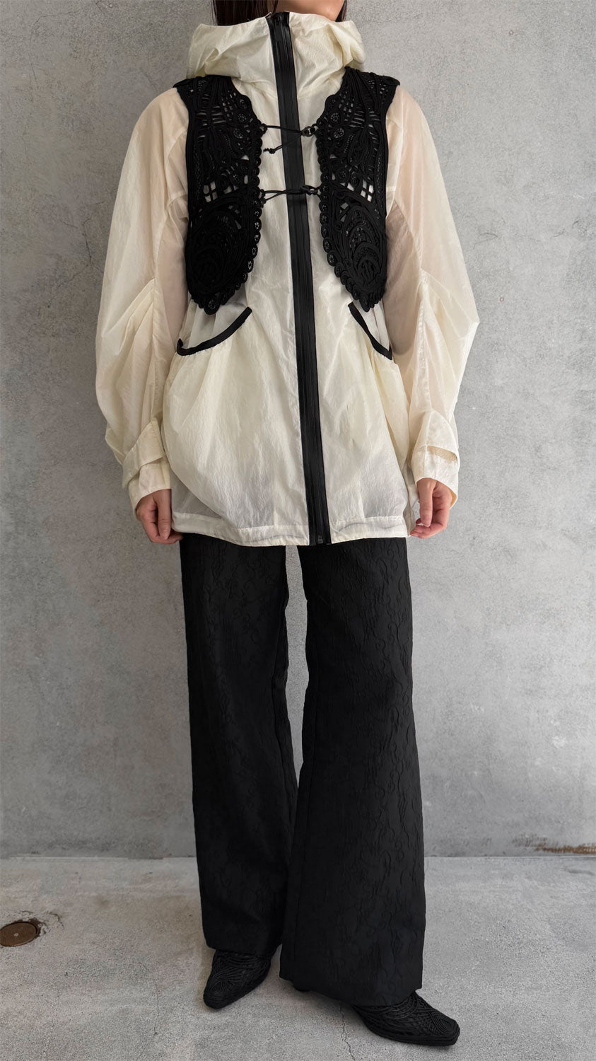 
                  
                    Nylon Oversized Jacket with Cording Embroidery Vest
                  
                