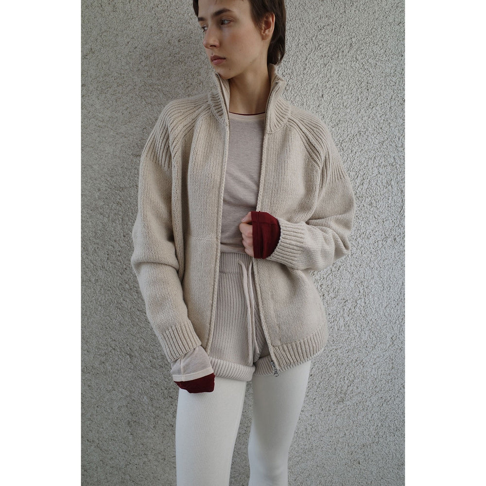 
                  
                    POCKET ZIP KNIT TOPS-GRAY-
                  
                