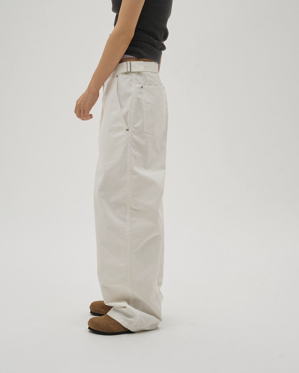 Boyfriend Cotton Pants-BLACK- – OBLIGE