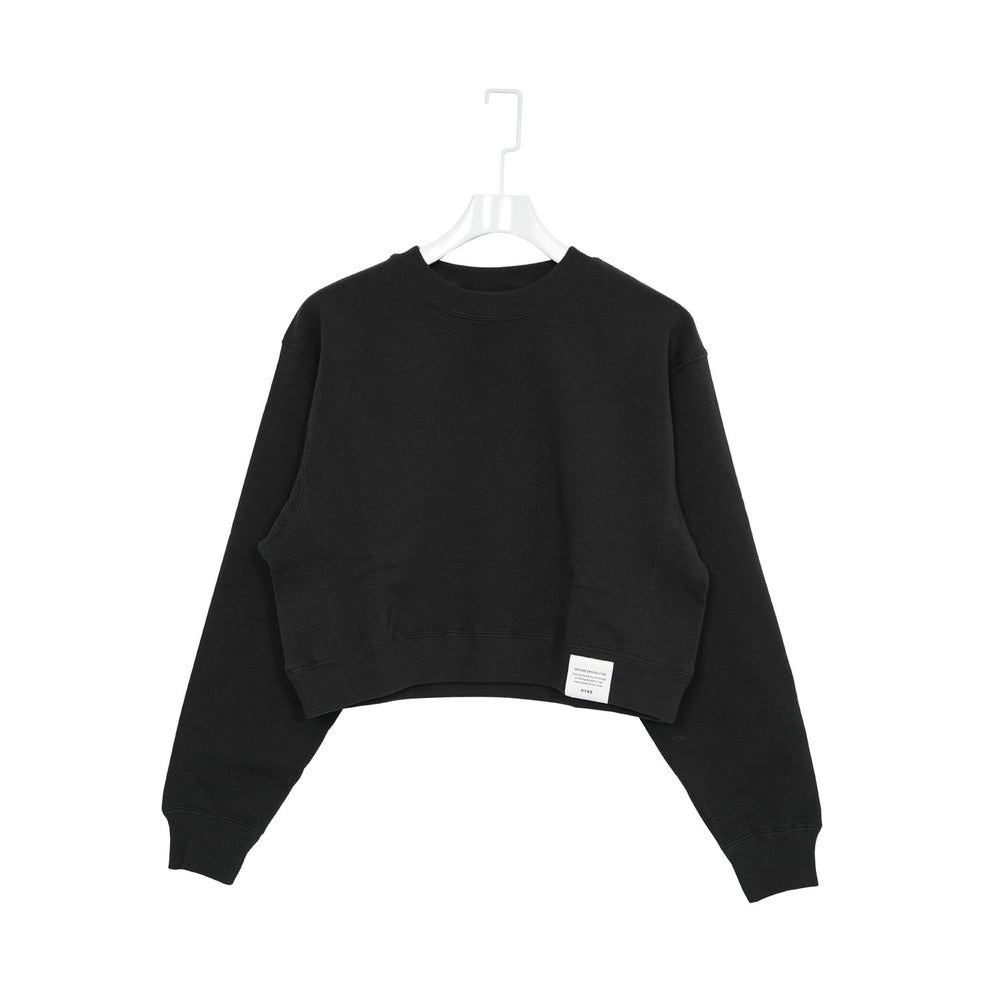 CROPPED SWEAT SHIRT-BLACK-