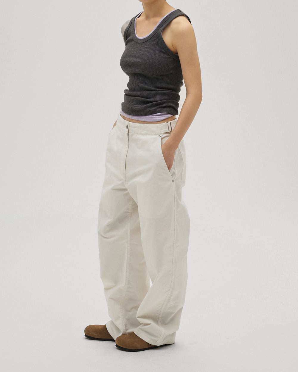
                  
                    Boyfriend Cotton Pants-WHITE-
                  
                