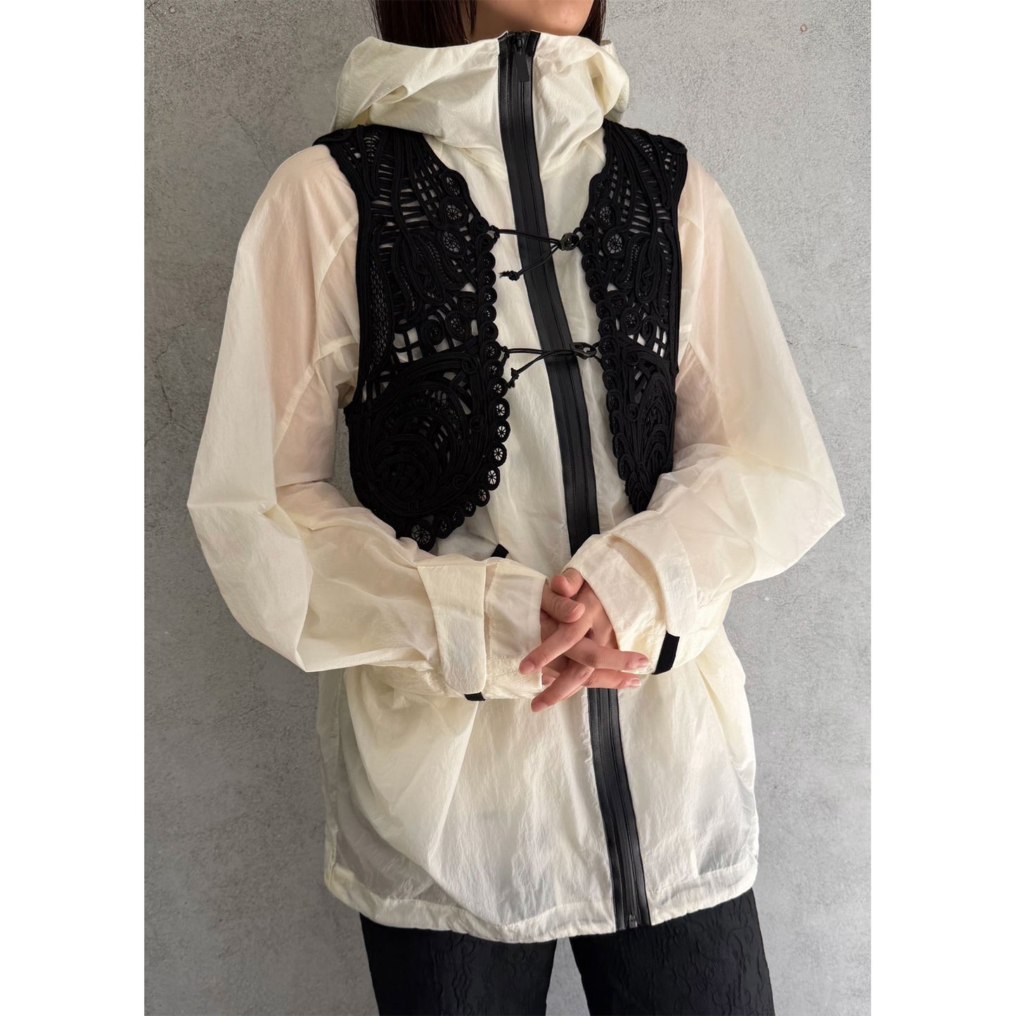 
                  
                    Nylon Oversized Jacket with Cording Embroidery Vest
                  
                