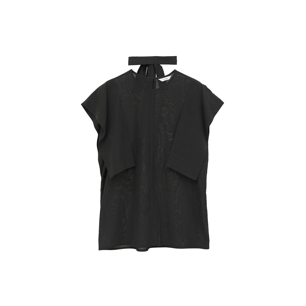 SQUARE SLEEVE BLOUSE -BLACK-