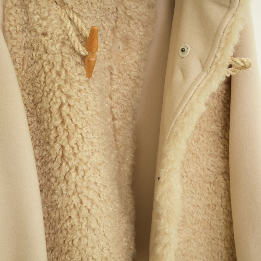 
                  
                    DOUBLE FACE FAUX SHEARLING DUFFLE JACKET-CREAM-
                  
                