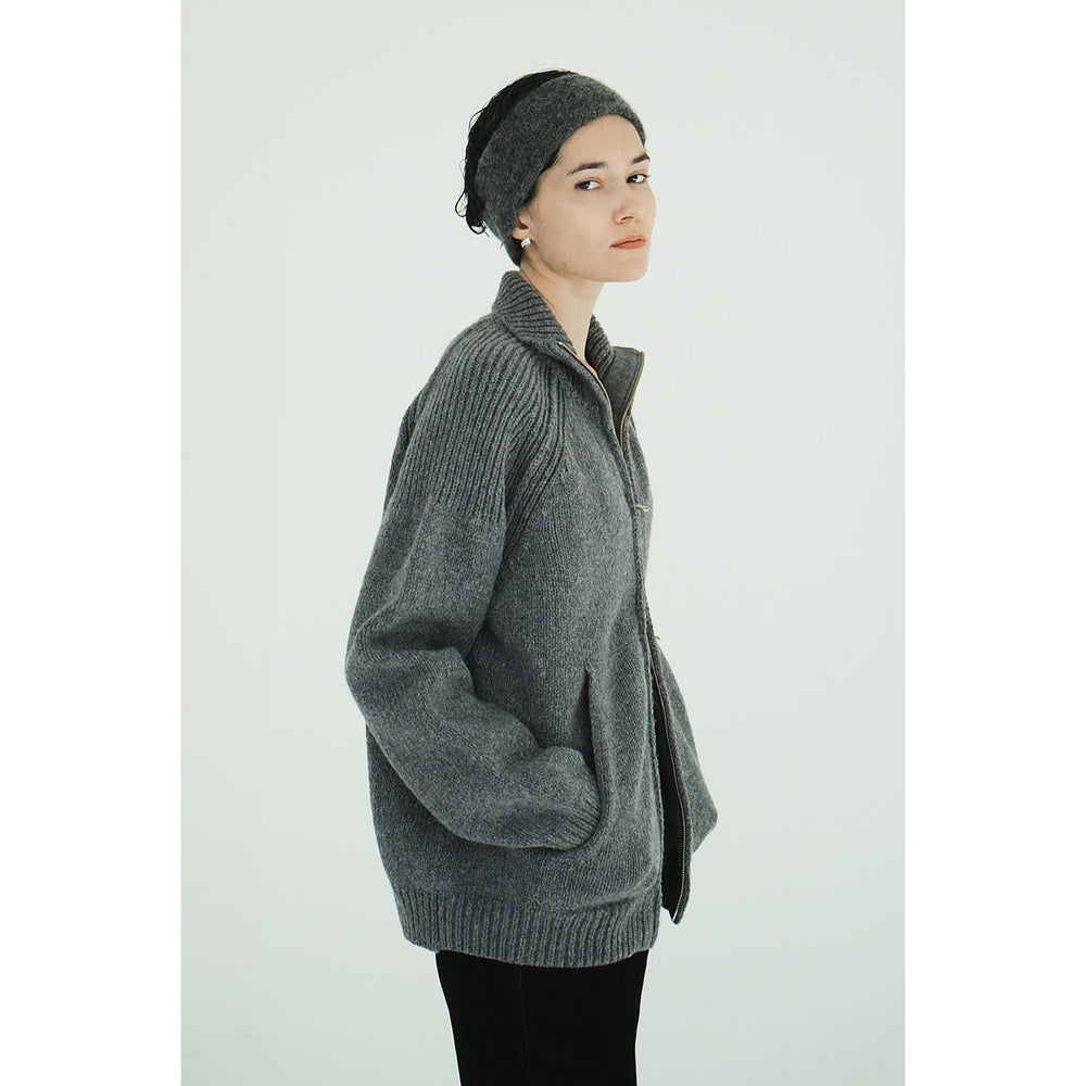 
                  
                    POCKET ZIP KNIT TOPS-GRAY-
                  
                