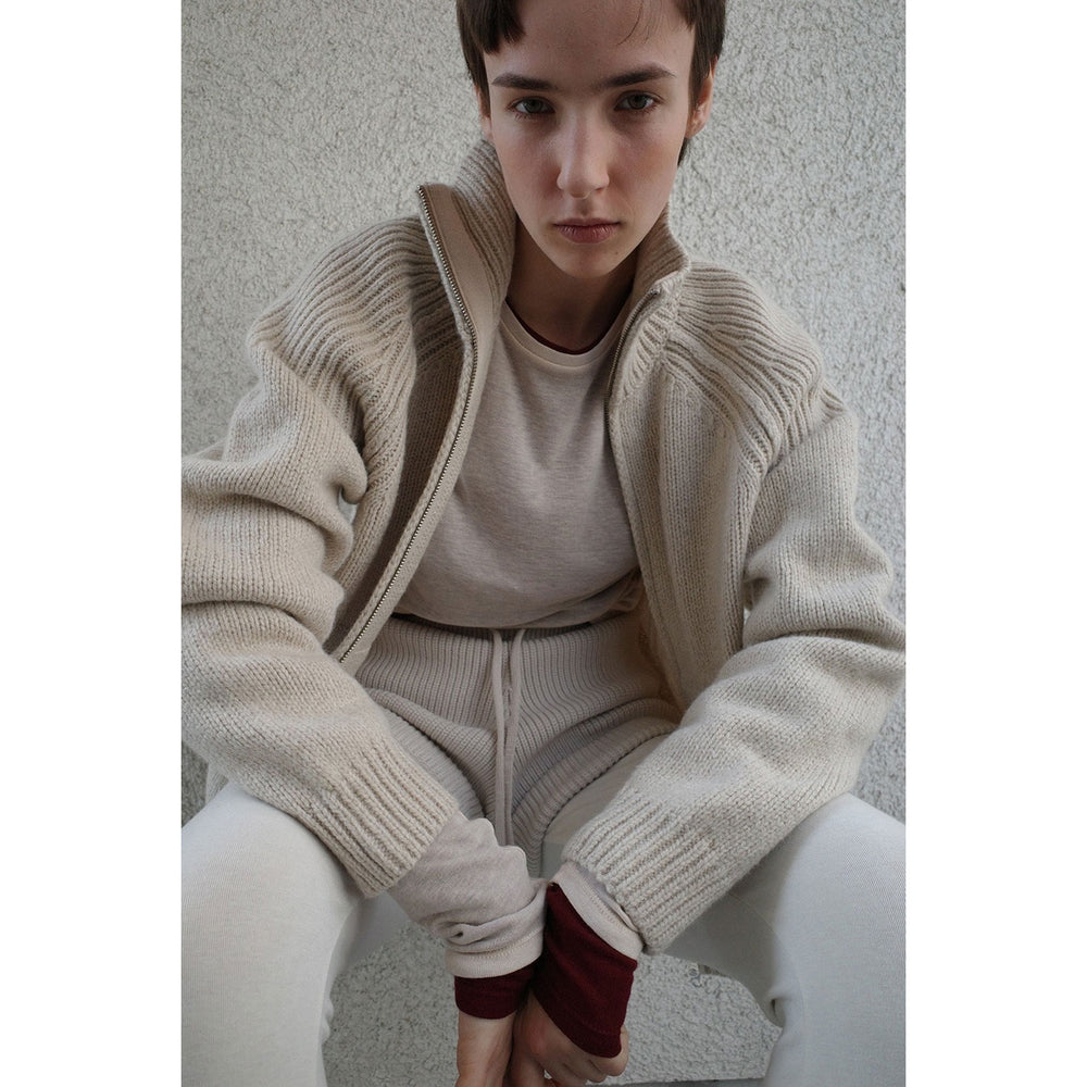 
                  
                    POCKET ZIP KNIT TOPS-GRAY-
                  
                