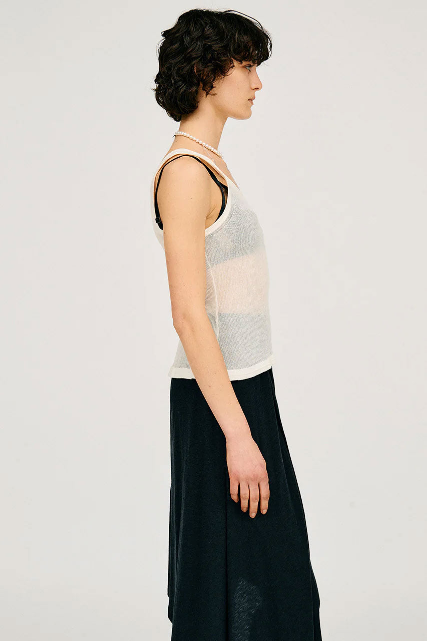 
                  
                    Sheer Rib Frill Hem Knit Tank -BLACK-
                  
                