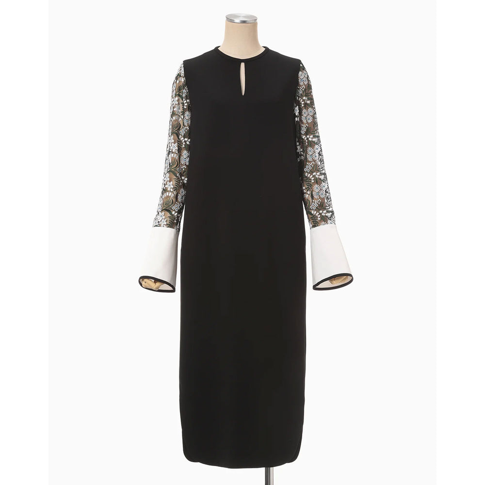 
                  
                    Floral Lace-Sleeve Classic Dress - black
                  
                