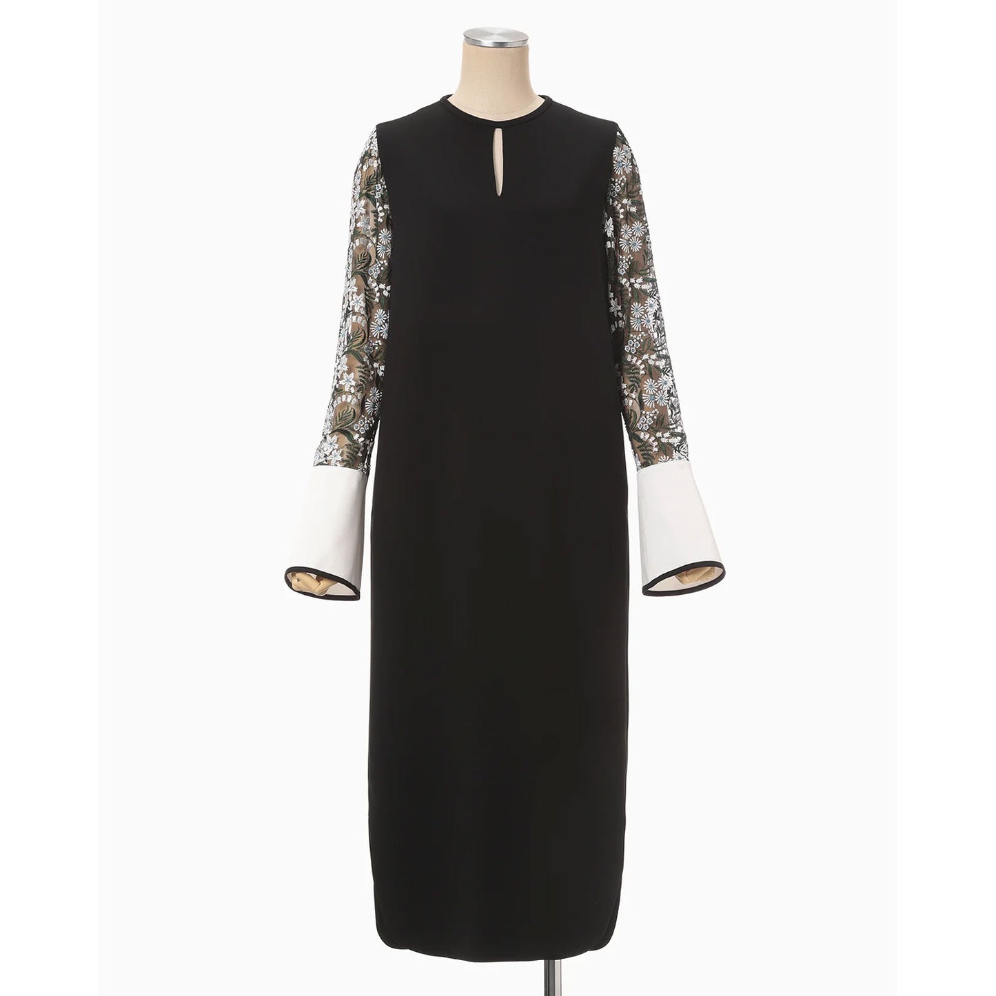 
                  
                    Floral Lace-Sleeve Classic Dress - black
                  
                