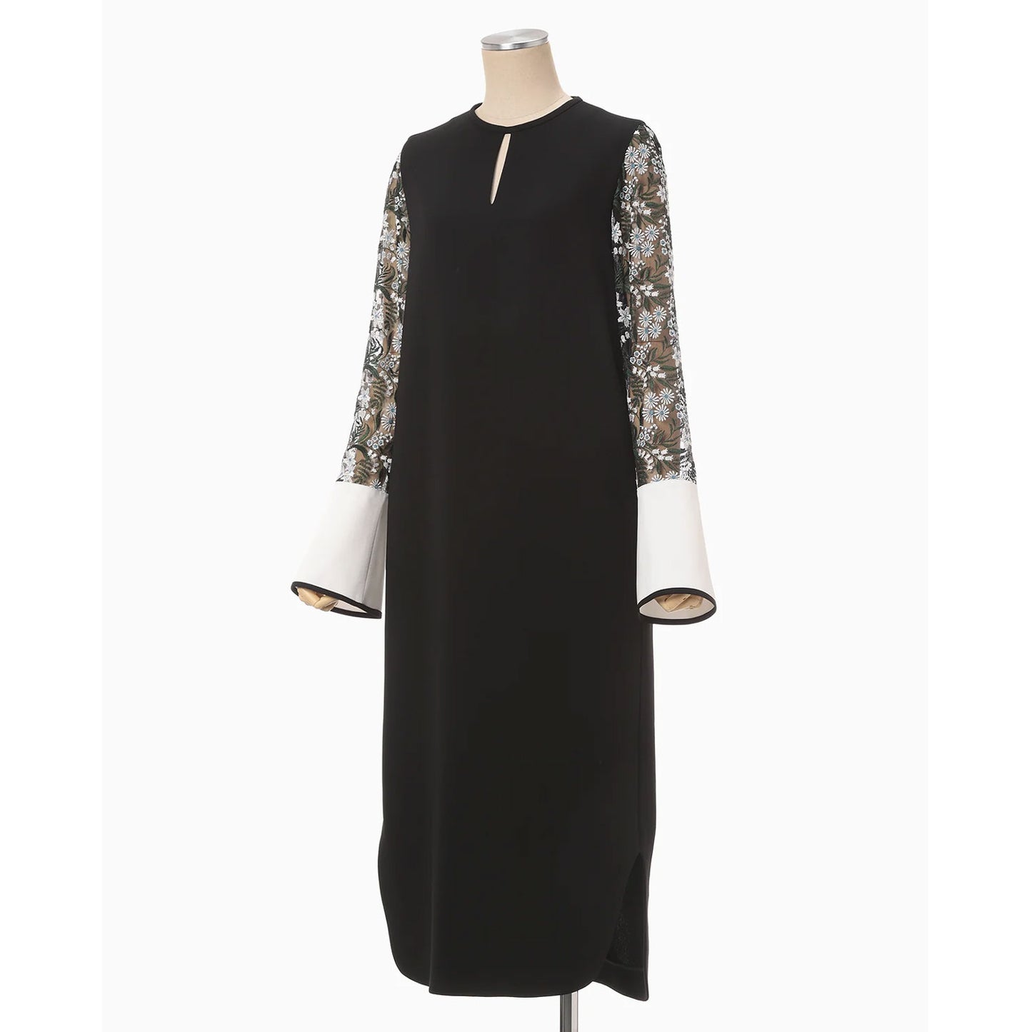 
                  
                    Floral Lace-Sleeve Classic Dress - black
                  
                