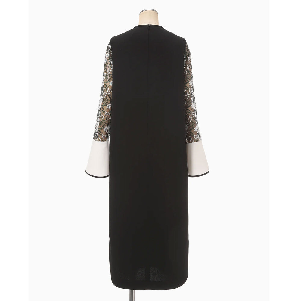 
                  
                    Floral Lace-Sleeve Classic Dress - black
                  
                