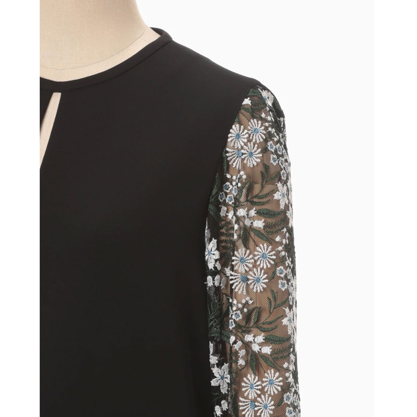 
                  
                    Floral Lace-Sleeve Classic Dress - black
                  
                
