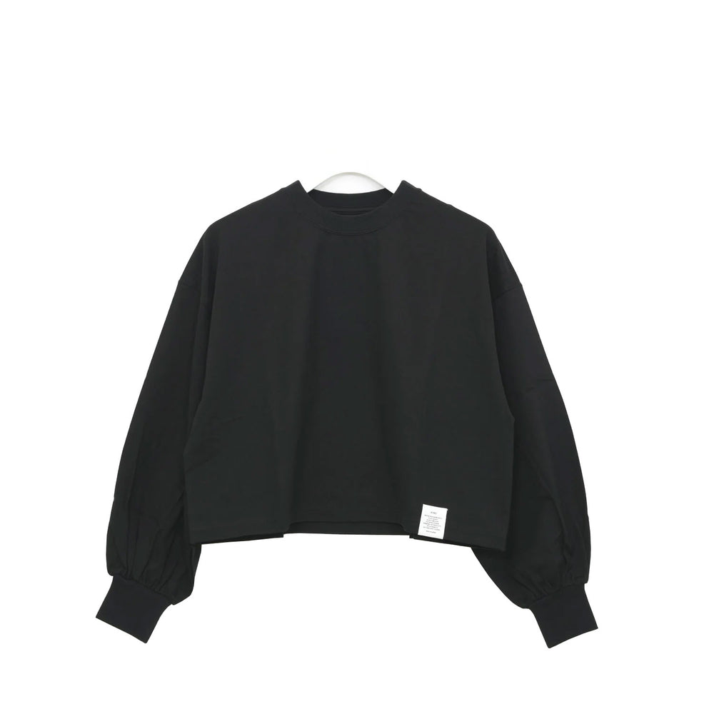 CROPPED LONG-SLV TEE/BIG FIT(6.5OZ)-BLACK-