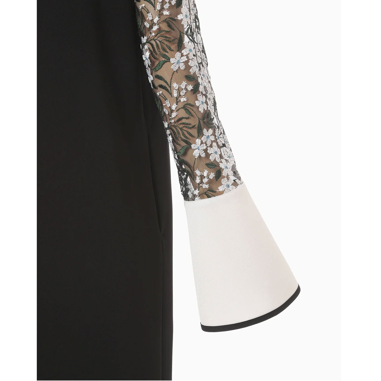 
                  
                    Floral Lace-Sleeve Classic Dress - black
                  
                