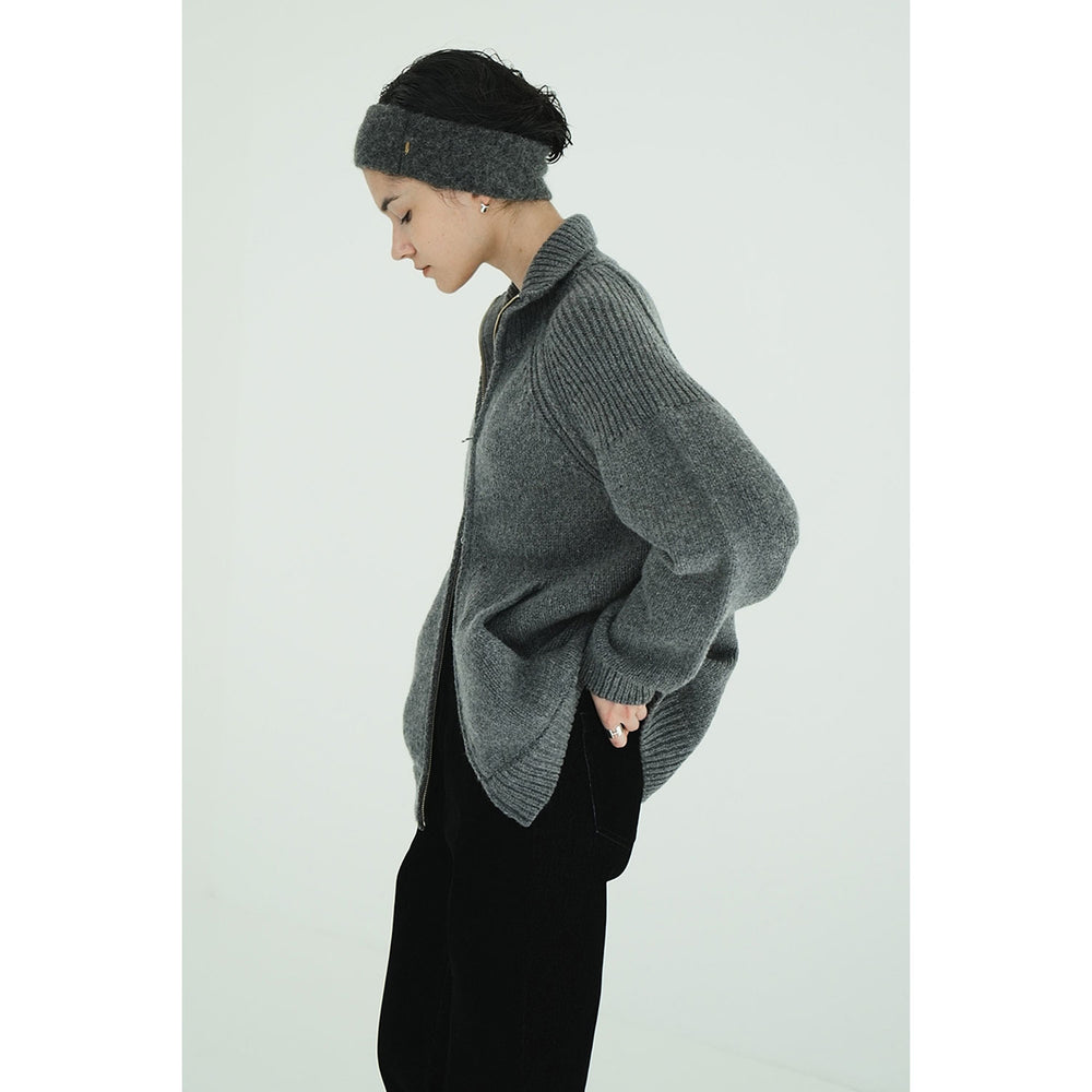 
                  
                    POCKET ZIP KNIT TOPS-GRAY-
                  
                