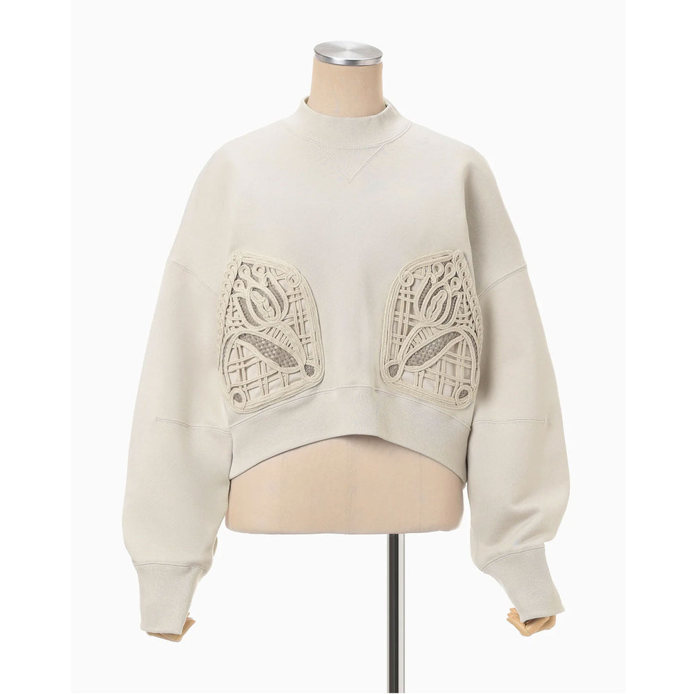 トップス Cording Embroidery Cropped Sweatshirt Cording Embroidery Cropped Sweatshirt - ecru – OBLIGE