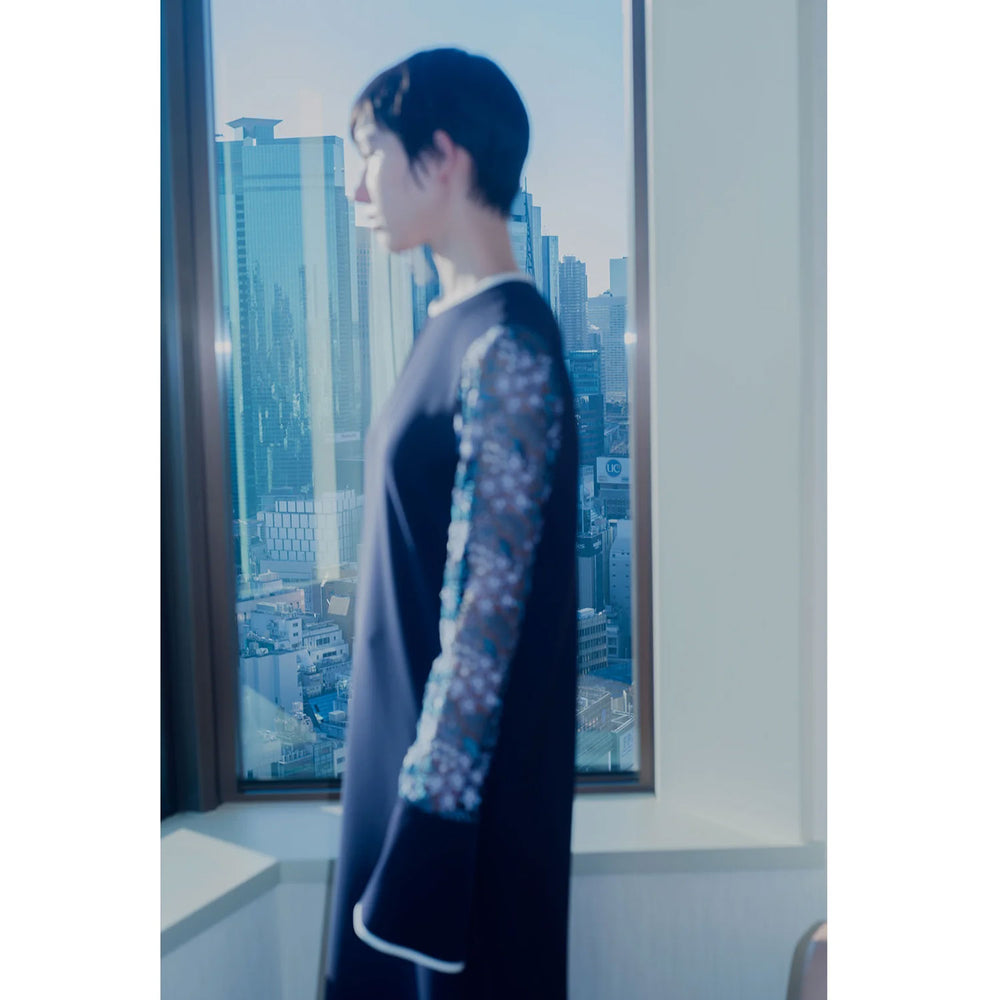 
                  
                    Floral Lace-Sleeve Classic Dress - black
                  
                