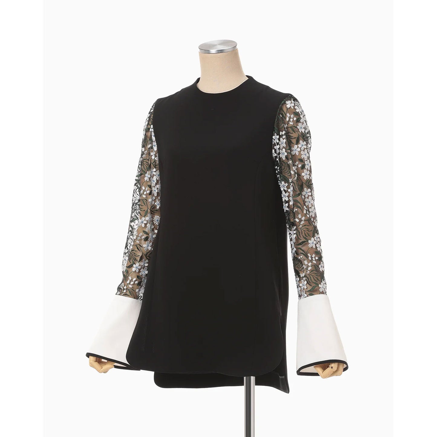 
                  
                    Floral Lace-Sleeve Classic Top - black
                  
                