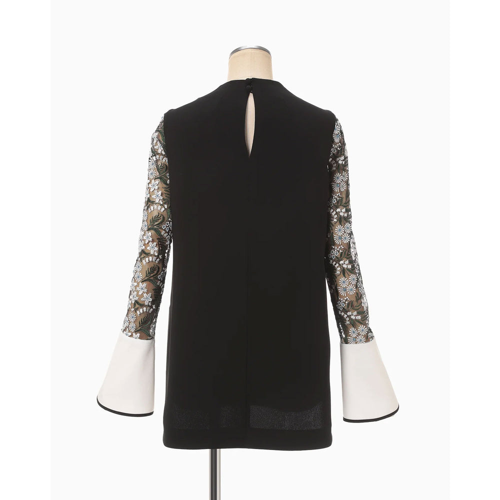 
                  
                    Floral Lace-Sleeve Classic Top - black
                  
                