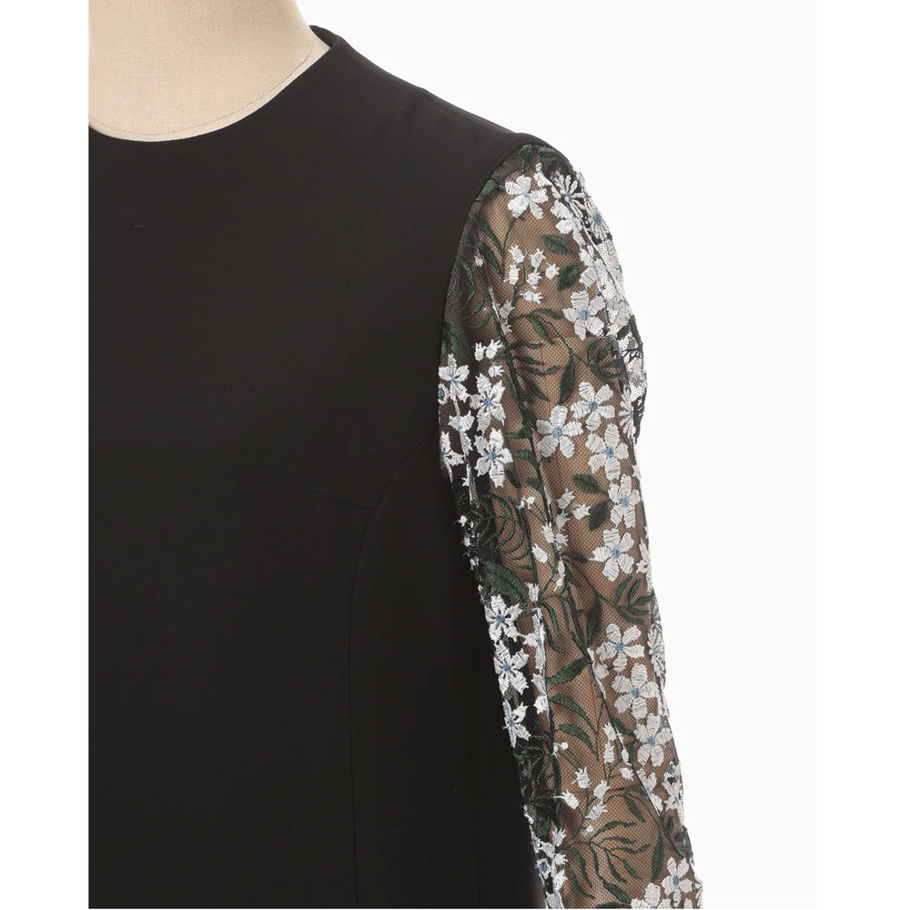 
                  
                    Floral Lace-Sleeve Classic Top - black
                  
                