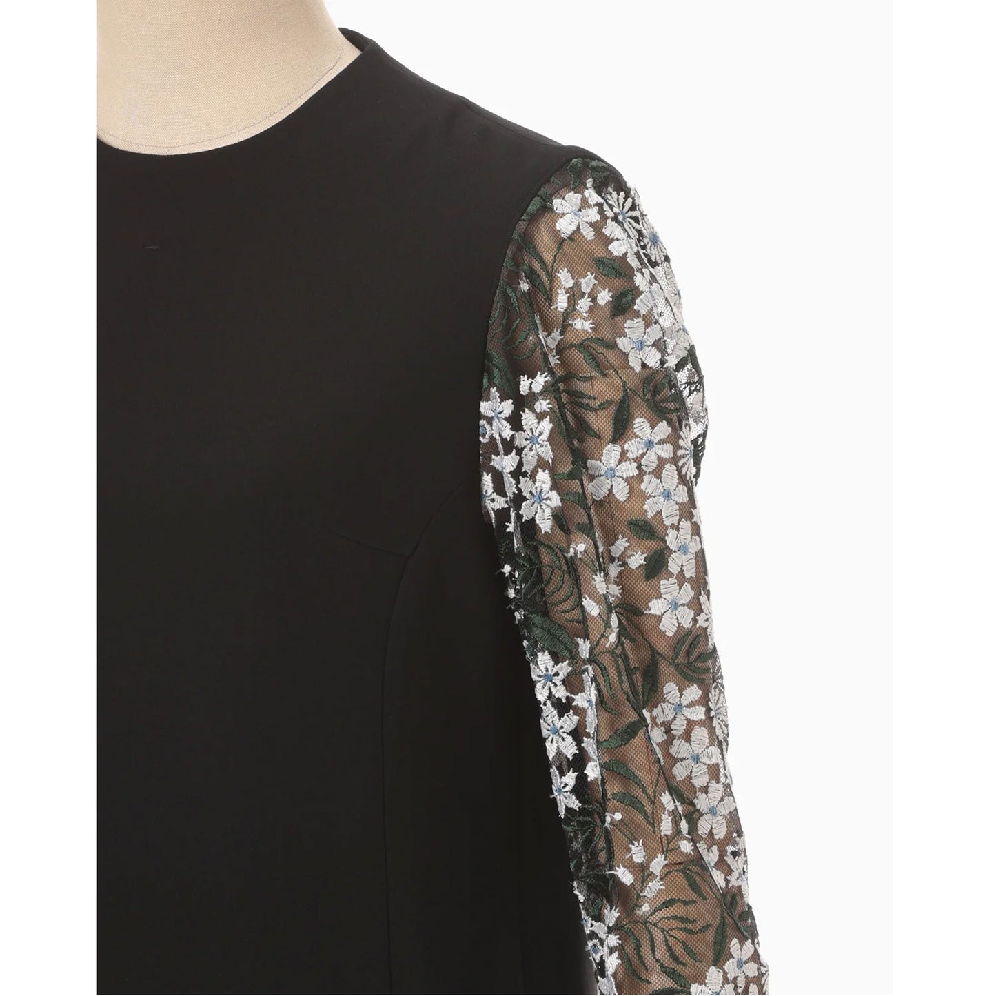 
                  
                    Floral Lace-Sleeve Classic Top - black
                  
                