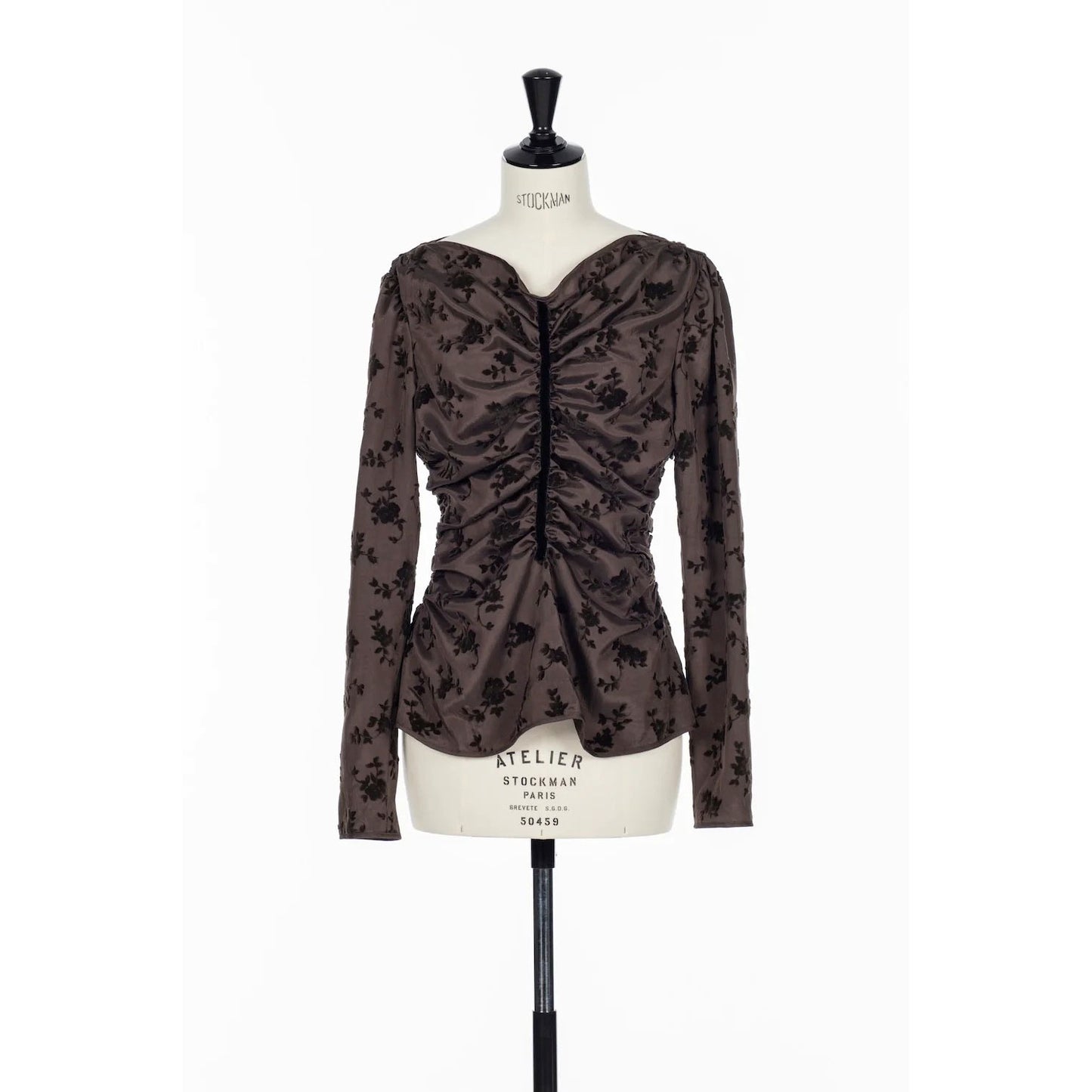 
                  
                    FLOCKED ROSE PRINT GATHERED BLOUSE
                  
                