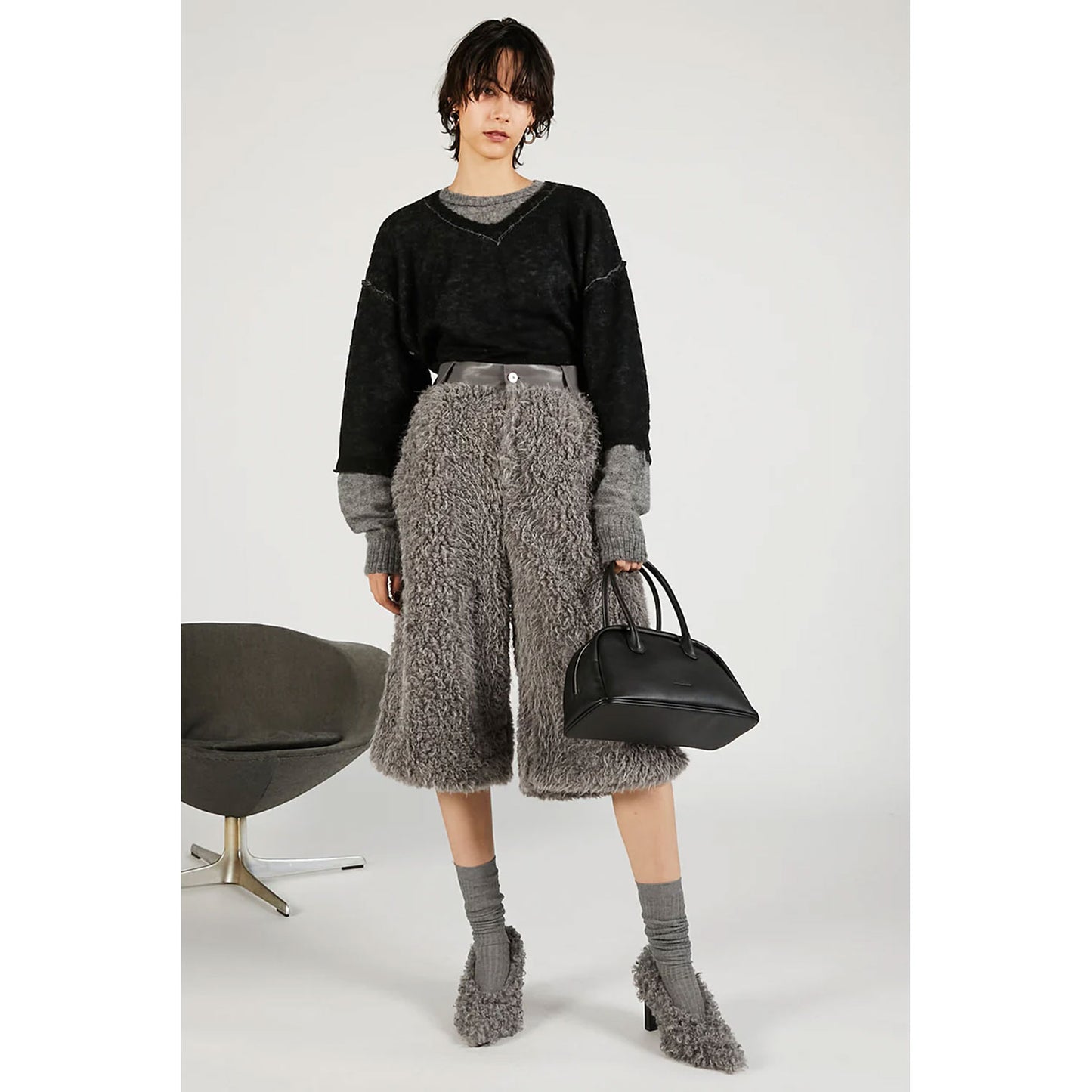 
                  
                    Reversible Mohair Knit -GREY-
                  
                