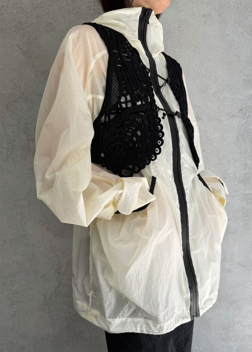 
                  
                    Nylon Oversized Jacket with Cording Embroidery Vest
                  
                