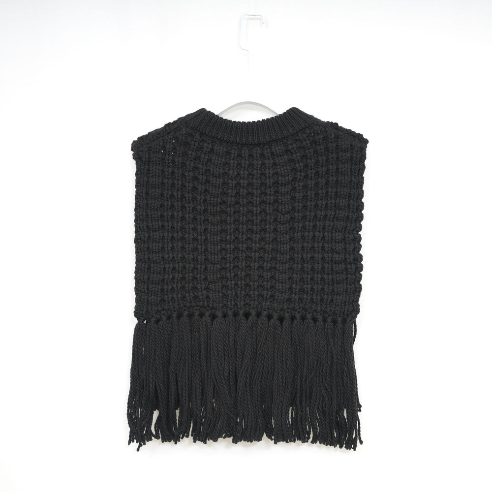 
                  
                    WAFFLE-KNIT SWEATER TOP W/FRINGE
                  
                